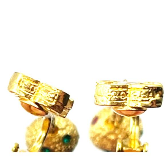 CHANEL Super Rare Vintage Gold Plated Mini CC Crystal Ball Dangle Clip on Earrin - Picture 3 of 3